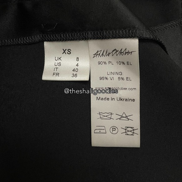 ANNA OCTOBER Ruffled Satin Midi Dress Black - Picture 8 of 8